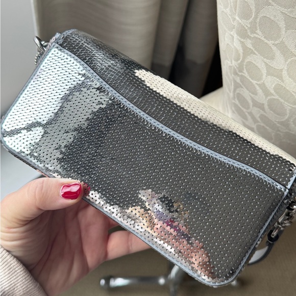 EUC Coach Sequin Studio purse style #CM426 in silver SOLD OUT ONLINE - Picture 4 of 15